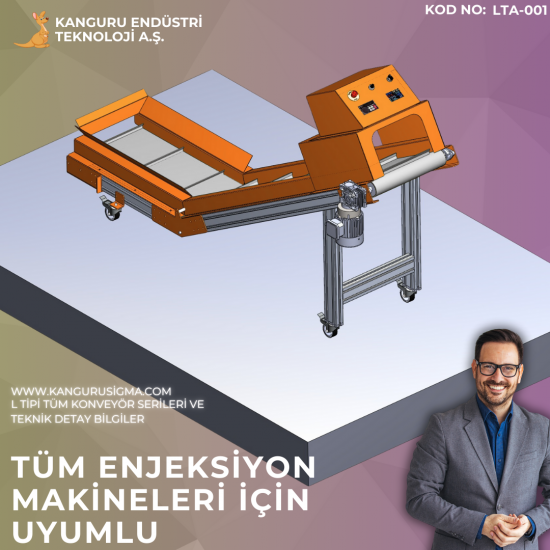 550x2280x1000 mm L Tipi Yeşil PVC Bantlı Konveyör