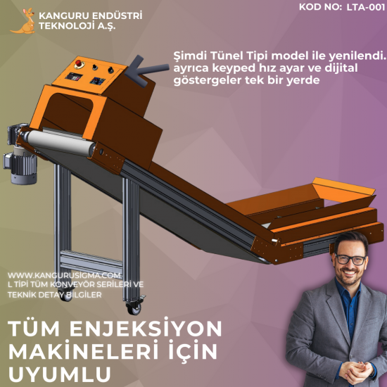 550x2280x1000 mm L Tipi Yeşil PVC Bantlı Konveyör