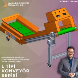 550x2280x1000 mm L Tipi Yeşil PVC Bantlı Konveyör