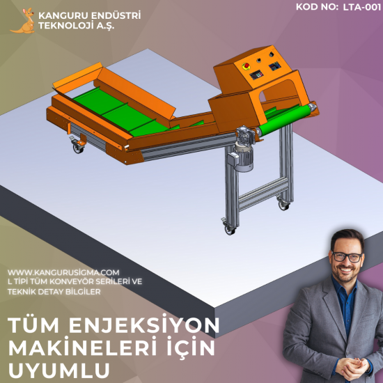 550x2280x1000 mm L Tipi Yeşil PVC Bantlı Konveyör