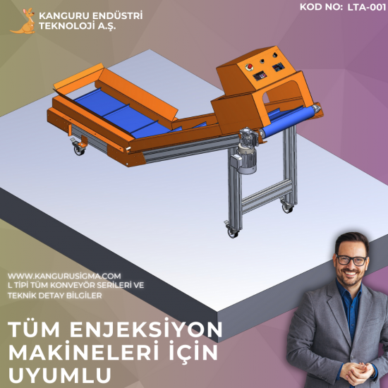 550x2280x1000 mm L Tipi Yeşil PVC Bantlı Konveyör