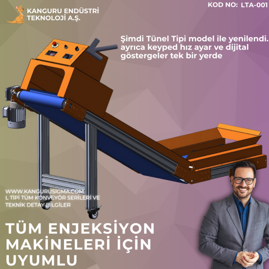 550x2280x1000 mm L Tipi Yeşil PVC Bantlı Konveyör