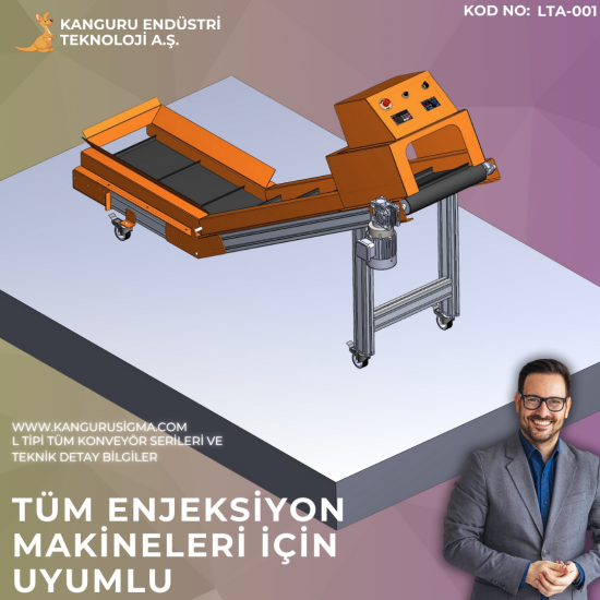 550x2280x1000 mm L Tipi Yeşil PVC Bantlı Konveyör
