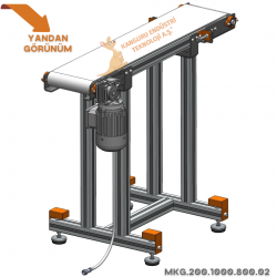 200x1000x800 mm Gıdaya Uygun Beyaz Bantlı Konveyör