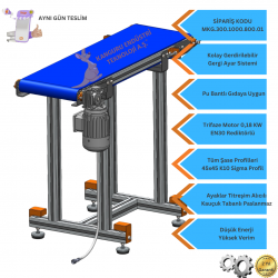 300x1000x800 mm Gıdaya Uygun Mavi Bantlı Konveyör