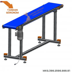 300x2500x800 mm Gıdaya Uygun Mavi Bantlı Konveyör