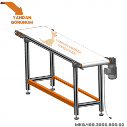 400x3000x800 mm Gıdaya Uygun Beyaz Bantlı Konveyör