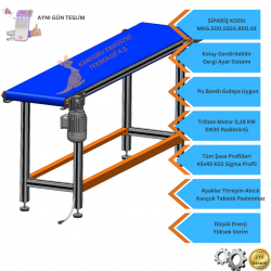 500x1500x800 mm Gıdaya Uygun Mavi Bantlı Konveyör