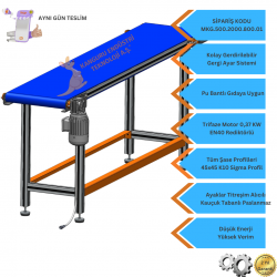 500x2000x800 mm Gıdaya Uygun Mavi Bantlı Konveyör