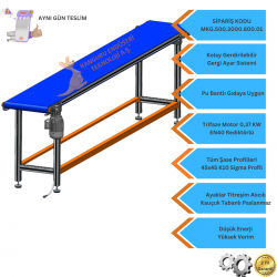 500x1000x800 mm Gıdaya Uygun Mavi Bantlı Konveyör