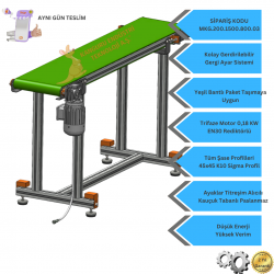 200x1500x800 mm Food-Grade White Belt Conveyor