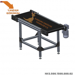 500x1500x800 mm Düz Tip Siyah PVC Bantlı Konveyör