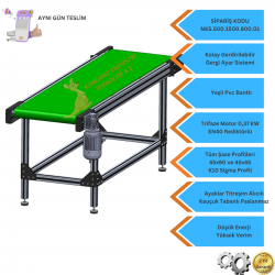 500x1500x800 mm Düz Tip Yeşil PVC Bantlı Konveyör