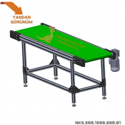 500x1500x800 mm Düz Tip Yeşil PVC Bantlı Konveyör