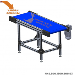 500x1500x800 mm Düz Tip Mavi PU Bantlı Konveyör