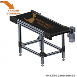 500x2500x800 mm Düz Tip Siyah PVC Bantlı Konveyör