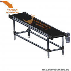 500x4000x800 mm Düz Tip Siyah PVC Bantlı Konveyör