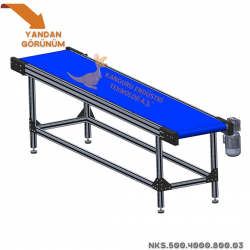 500x4000x800 mm Düz Tip Mavi PU Bantlı Konveyör