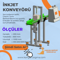 200x1000x800 mm Yeşil Bantlı İnkjet Konveyörü (Sanayi)