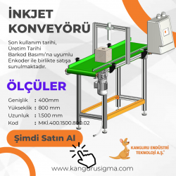 400x1500x800 mm Yeşil Bantlı İnkjet Konveyörü (Sanayi)