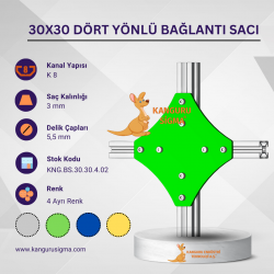 30x30 Dört Yönlü Bağlantı Sacı